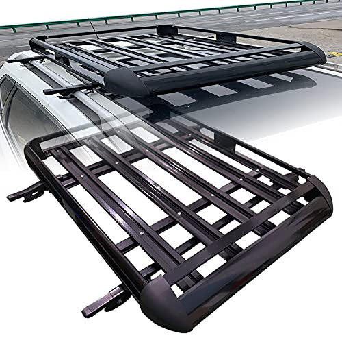 Universal Dachkorb Auto Dachgepäckträger Auto Gepäckträger bis 200kg belastbar dachträger dachbox Gepäckträger Gepäckkorb,für Autos, Transporter, SUVs usw,Black-62X39.3inch