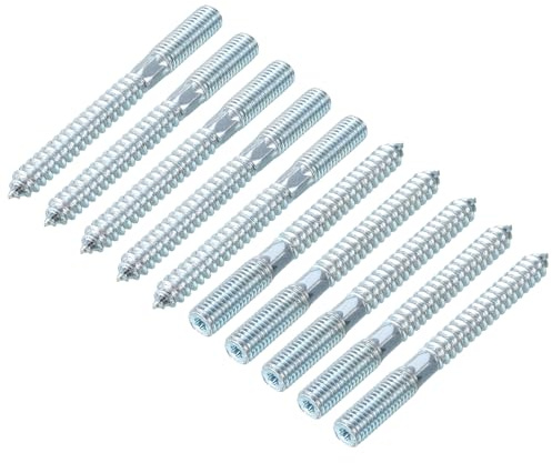 sourcing map M10 Stockschrauben, Länge 100 mm, Doppelkopfschrauben, selbstschneidende Schraube, 10 mm, Holzgelenk, Möbelbeine, 16 Stück