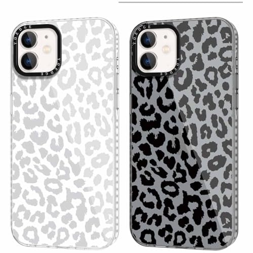 Yoedge 2 Pack Transparent Phone Case Compatible with iPhone 12/iPhone 12 Pro 6.1, Ultrathin Soft TPU Silicone with Aesthetics Leopard Pattern,Shockproof Bumper Protector Matte Cover, for iPhone 12
