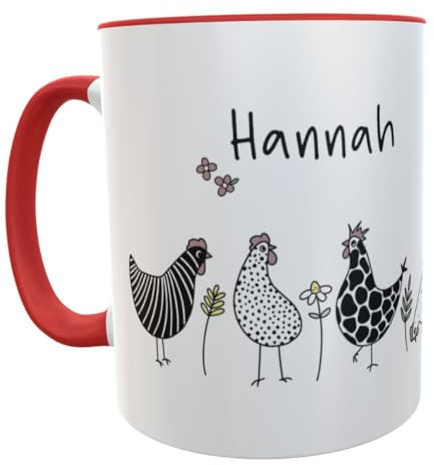 Kilala Kaffeetasse Hühner Geburtstaggeschenk für Hühnerliebhaber Teebecher Bauernhof Landleben Huhn (rot)