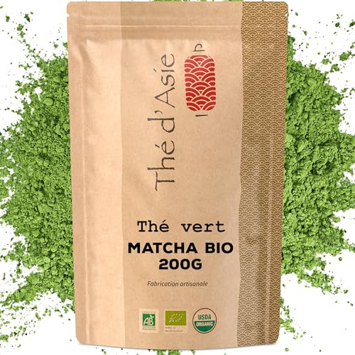 Khla - Tè Matcha Biologico in Polvere 200 g - Qualità Premium - Tè Verde Giapponese - Ideale Macha Latte e Dolci - Delicato e Vegetale - Tè Asiatico - Tisana e Infuso - Freddo o Caldo