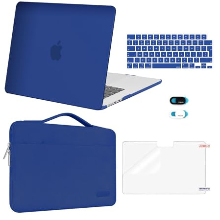 MOSISO Kompatibel mit MacBook Air 15 Zoll Hülle 2026 2025-2023 M5 M4 M3 M2 | Kunststoff Hartschale&Laptoptasche&Tastaturschutz&Displayschutz&Webcam Abdeckung A3448 A3241 A3114 A2941, Königsblau