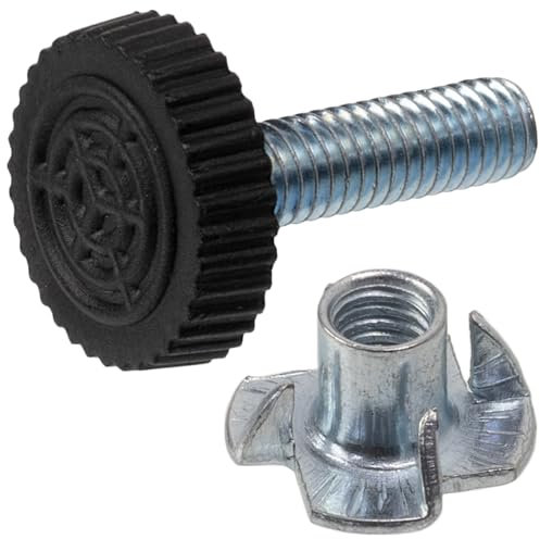 Aerzetix - C74756 - Set di 4 piedini piedi per mobili regolabili M6 Ø18mm per avvitare + 4 dadi a griffe a incastro - altezza 27mm - in metallo e plastica - divani scrivanie TV