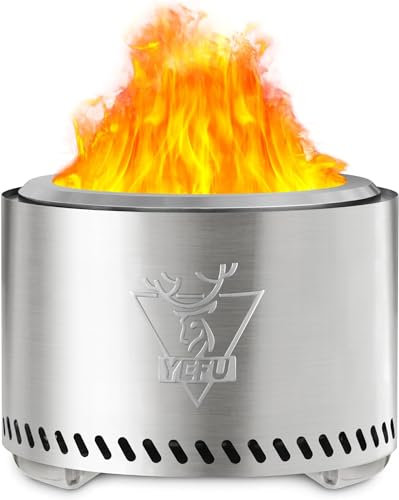 Generic Rauchfreie Feuerstelle 19 Zoll, Tragbare Kamine für Camping auf der Terrasse im Freien, Feuerstelle aus Edelstahl 304 mit Abnehmbarer Aschepfanne, Ständer und Reisetasche (Sliver)