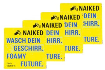 NAIKED 4x Spülseife (80g), festes Spülmittel, biologisch abbaubar, duftet nach frischer Zitrone, handgemacht in Deutschland, Geschirrspülmittel, Handspüler, Geschirrseife, plastikfrei