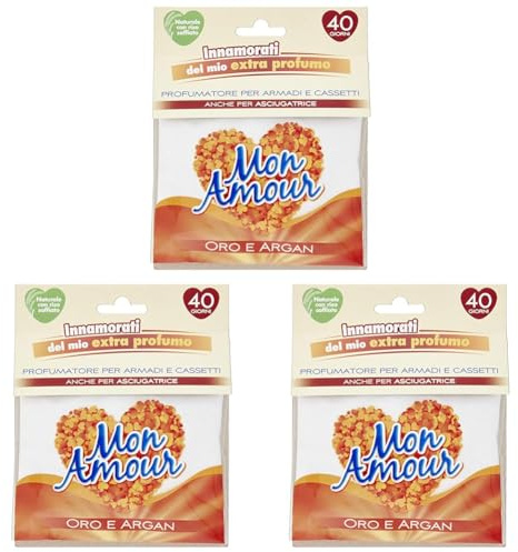 Felce Azzurra - Profumatore per Armadi e Cassetti, Oro Argan, Extra Profumo - 1 Bustina x 12 gr (Confezione da 3)