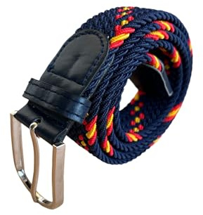 ROMA RETAIL Cinturón para Hombre, Cinturón Trenzado Elástico Extensible Unisex Hombres Mujeres Tejido Trenzado Elástico para Jeans (Azul bandera de España)