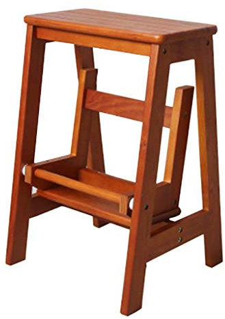 QZQJUILU Einfacher und praktischer Klapptritthocker, Klappleiter - Kleine Holzleiter 2-stufiger Klapphocker, Praktischer Hocker/a