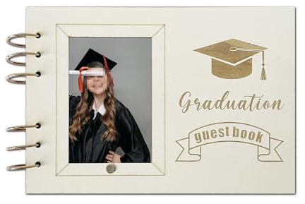 ARE RUG Libro degli Ospiti di Laurea, Album di Laurea commemorativo in Legno con 30 Fogli Autografi e Messaggi, per Desideri e Consigli, Festa di Laurea Regalo