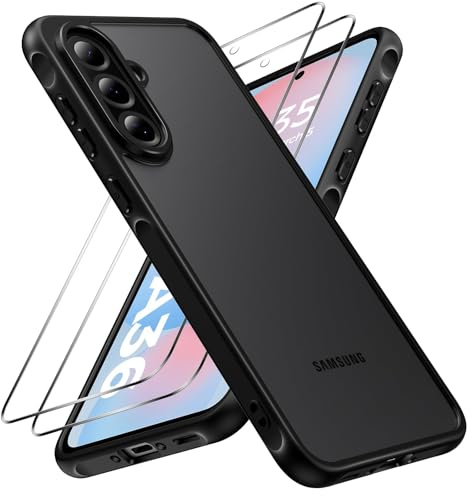 caslord Translucent Matt Back Cover for Samsung Galaxy A36 | Protezione antiurto | Protezione per fotocamera | Resistente alle impronte digitali | PC e TPU | Nero