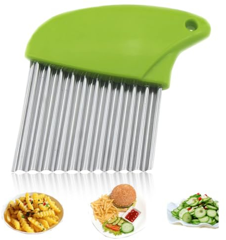 MEXRUMI Wellenschneider, Pommes Wellenmesser, Wellenmesser Mit Schutzhülle, Wellenmesser Rostfreier Stahl, Wellenschneider Aus Edelstahl Für Pommes, Obst, Gemüse Und Butter