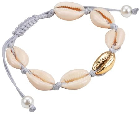 Wycian Freundschaftsarmband Geknüpft Armbänder Herren Geflochten Perlen Verstellbar Goldbeige Unregelmäßige Form Hülse 26cm Naturstein für Valentinstag 1er