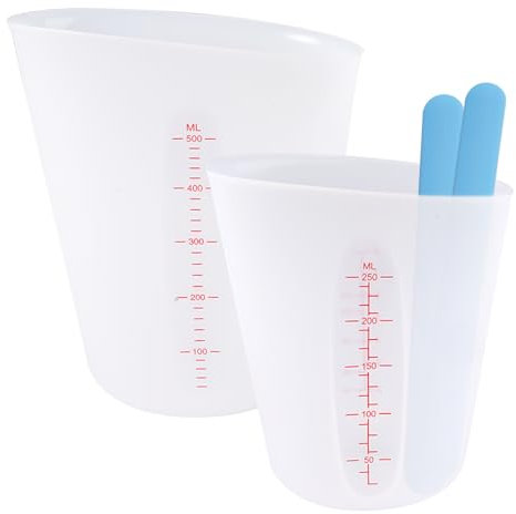 2 Pièces Tasses à Mesurer en Silicone 250ml/ 500ml, Verre Doseur Silicone Resine Epoxy, Tasse en Silicones pour La Résine N'est Pas Chaude, Silicones Mesure Tasses, pour Moulage, Bricolage