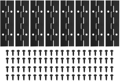 PATIKIL 4x1.2 Inch Piano Hinge,8 Pcs 304 Stainless Steel Continuous Hinge with Holes for Piano Gate Door Wooden Storage Box Cabinet Boat,Black