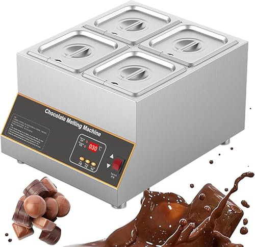 YLANMEI Commercial Electric Chocolate Tempering Machine 0℃~95℃/0℉~203℉ Chocolate Melter Digital Temp Control Chocolate Melting Machine for 12 kg of Chocolate,4tank