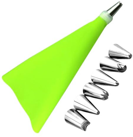 Set di 8 punte per tubazioni, utensili per dolci New F6 Head Piping Bag bocca, pratico ugello in acciaio inox e sacchetto per tubazioni, per cupcake, torte, K