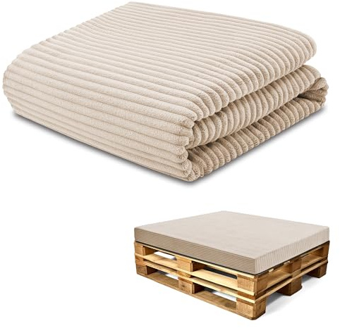 Amazinggirl Bezug für Schaumstoffplatte Palettenkissen Keilkissen Bodenmatratze Bezug: 120x80 cm - Ideal für Palettenmöbel & Bett Zertifikat Oeko-Tex Beige Lincoln