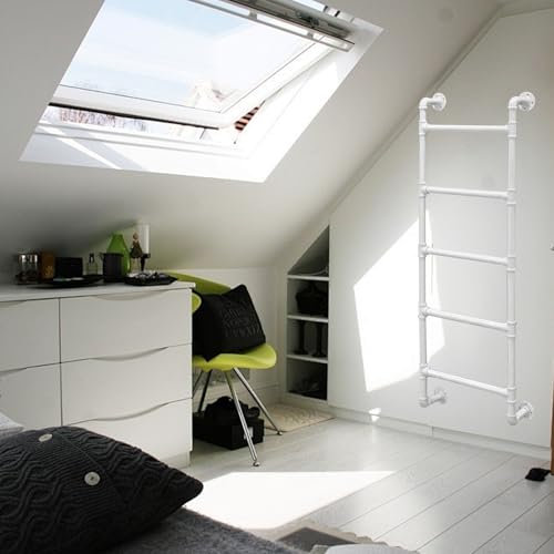 Strapazierfähige Dachbodenleiter für Feuerentlucht, 3,3 m x 3 m, Wandmontage, Metall-Notfallleiter für Keller und Fensterbrunnen, 135 cm Sicherheits-Trittleiter