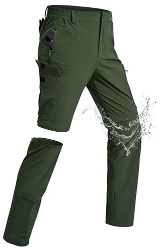 xtuwkzo Wanderhose Herren Zip Off Abnehmbar Leicht Arbeitshosen Männer Kurz Wasserdicht Trekkinghose Herren Schnell Trockend Multi Taschen