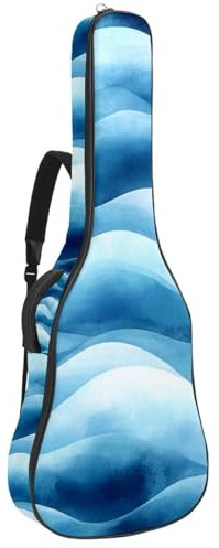 Gitarrentasche mit Totenköpfen und Herzen, roter Hintergrund, für Akustikgitarre, 1 cm dicke Polsterung, wasserdichter Gitarrenkoffer, Rucksack mit doppelt verstellbarem Schultergurt für 101,6 - 106,7