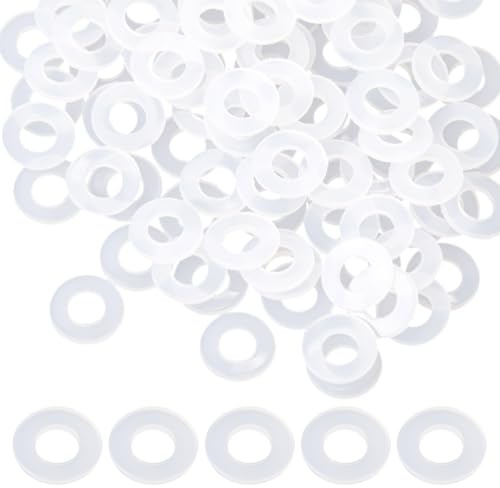 CREATCABIN 100 Stück Durchsichtige Flache Unterlegscheiben Nylon Unterlegscheibe Dichtungsring Ersatz Unterlegscheiben Abstandshalter Runde Unterlegscheiben Dichtungsverbindungen Pads 8mm OD 3.5mm ID