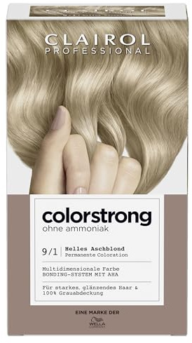 CLAIROL PROFESSIONAL colorstrong dauerhafte, multidimensionale Haarfarbe ohne Ammoniak - mit stärkendem AHA-Bonding-System - 9/1 Helles Aschblond