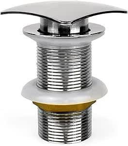Xcel Home Bonde de Rechange Carrée Chromée Non Fendue Clic-Clac Lavabo | Construction Laiton Massif | Forme Champignon/Dôme | Compatible Lavabo Clic-Clac | Remplacement Drainage, Installation Facile