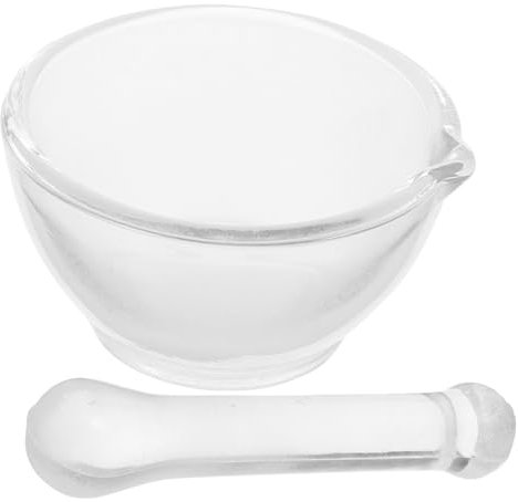 Mikinona Mortero De Vidrio Mano Para Moler Medicamentos Triturador Para Farmacia y Laboratorio Recipiente Ergonómico Para Triturar Pastillas y Productos Químicos