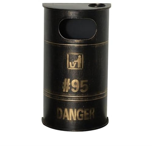 Cubo de Basura Industrial para Exteriores, de Hierro en Forma de D con cenicero, Estilo Vintage, para el hogar (Bronce)
