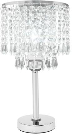 KLOOLIVE Kristallglas Nachttischlampe, 100w 220v Kristall Tischlampe, Druckknopf Kristall Tischlampe, Elegante Moderne Heimtischlampe für Studien, Wohnzimmer und Schlafzimmer