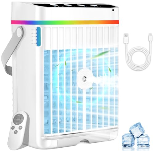 Portable Air Conditioners, 1250ml Mini Air Conditioner Portable Air Cooling Fan Air Cooler Fan with 3 Speeds & 1-3H Timer, Aire Acondicionado Portatil for Bedroom Room Office Desk