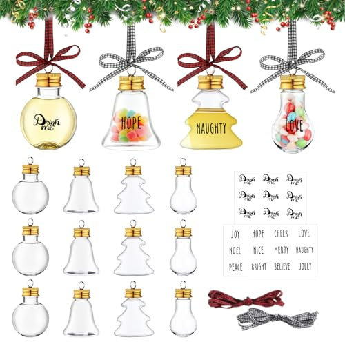 TECHEEL 12 Stück Weihnachtskugeln Kunststoff Transparent Weihnachtskugel zum befüllen Christbaumkugeln Personalisierte weihnachtskugeln Weihnachtdeko Anhänger zum Abfüllen von Wein-Getränke-Ornamenten