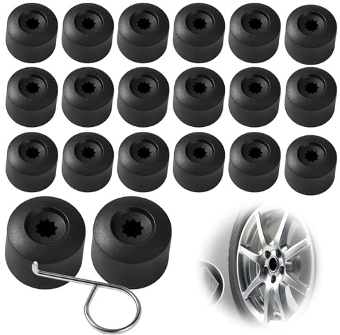 20 Stück 17mm Radschraubenkappen, Schraubenabdeckungen Auto Radkappen, Universal-Sechskant-Reifenmutternabdeckungen mit Entfernungswerkzeug