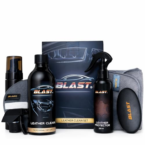 BLAST Lederpflege Set – Lederreiniger & Lederpflege mit Bürste, Applikator, Mikrofasertuch & Schaumspender - Lederreinigung & Schutz für Auto, Sofa, Möbel & Accessoires