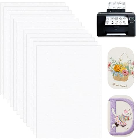 MENUY 12 PCS A4 Stickvlies Stickvlies Wasserlöslich Bedruckbares Stickpapier für Stickvorlagen Wasserlöslich Ideal für Präzise Hand und Maschinenstickerei