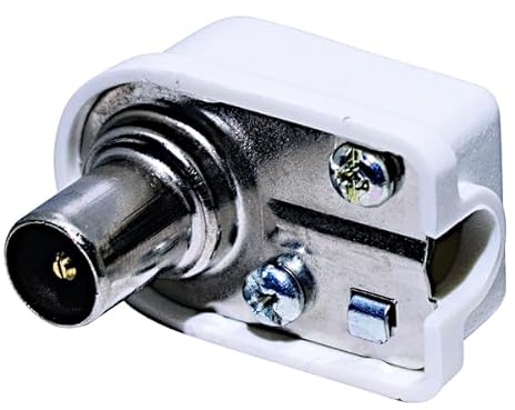 Spina Antenna TV Maschio Angolare 90 Gradi, Connettore Coassiale 9,5mm per Digitale Terrestre, 75 Ohm, Bianco, Made in Italy (5)