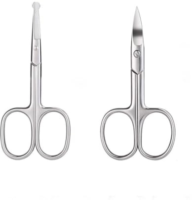 Veemoon 2 Pcs Recortadora de Cejas Tijeras para Vello Nasal Acero Inoxidable Seguras Precisas para Uso en Cejas Nariz en Casa y Tienda