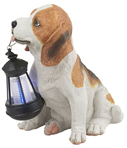 Solarleuchte Hund Garten Solar Dekoleuchte Solarlampe für Außen, Beagel mit Laterne, Akku, 1x LED, LxBxH 18x24,2x26 cm