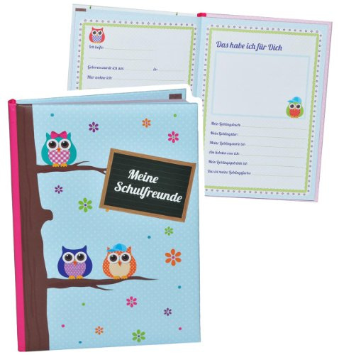 Meine Freunde Buch - lustige Eulen - für Mädchen & Jungen - dick gebunden für Schulfreunde Poesie A5 Hardcover - Freundebuch Poesiealbum Kinder Schule