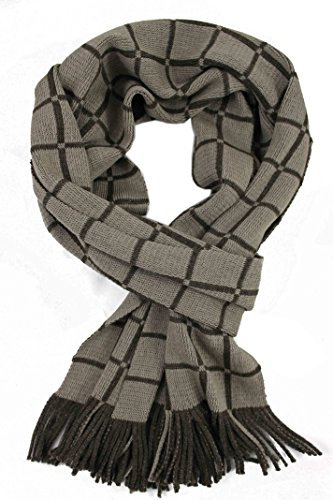 Rotfuchs Schal Strickschal Raschelschal Karo modisch 100% Wolle (Merino) (28 x 200 cm, beige braun) R-22