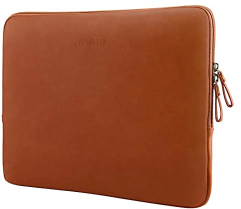 MOSISO Laptop Hülle Tasche Kompatibel mit MacBook Air/Pro,13-13,3 Zoll Notebook,Kompatibel mit MacBook Pro 14 Zoll M5 M4 M3 M2 M1 2025-2021,PU Leder Gepolstert Wasserdicht Sleeve, Braun