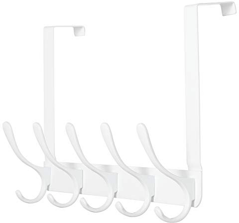 SKOLOO Over The Door Hook, Coat Hooks for Hanging Clothes, Towels, Coats, Hats, Over The Door Towel Hook, White, Assembly Required