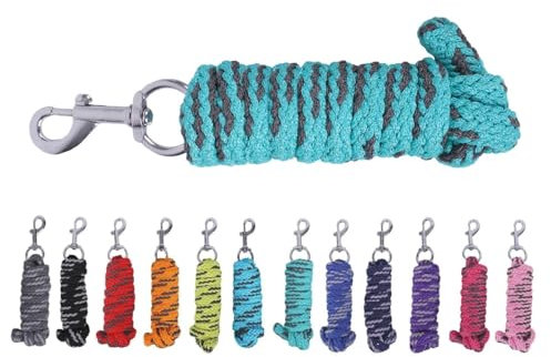 NETPROSHOP Anbindestrick Pferde Führstrick mit Karabinerhaken 2 Meter, Farbe:Tuerkis