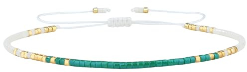 KELITCH Neue Miyuki Seed Bead Wickelarmbänder Gewebte Böhmische Freundschaftsarmbänder Armreifen für Damen (Grün 20H)