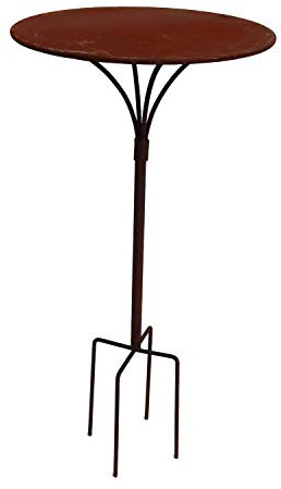 Hirsch Terracotta Gartenstecktisch stabil und massiv Deko Tisch aus Metall in Naturrost, Tisch Blumenhocker Beistelltisch (Ø:55cm Höhe:107cm)