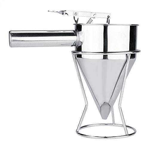 Ausla Piston Funnel, 800ml Stainless Steel Baking Funnel Dispenser with Handle and Stand for Cupcake, Waffles