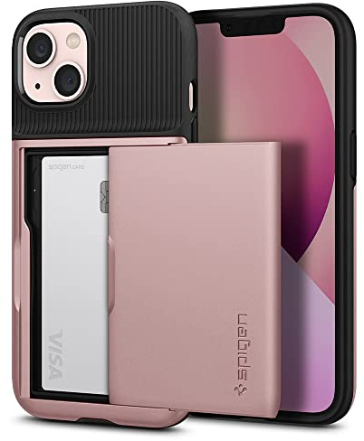 Spigen Slim Armor CS Hülle Kompatibel mit iPhone 13 Kartenfach -Rose Gold