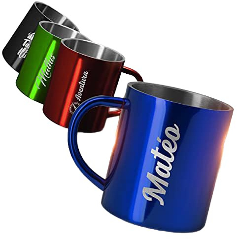 GRAVURE CONCEPT Mug En Métal Personnalisable 280mL - Bleu | Idée Cadeau (Mug KIWAN) - Haute qualité - Finition premium - Personnalisation sur mesure - Durable