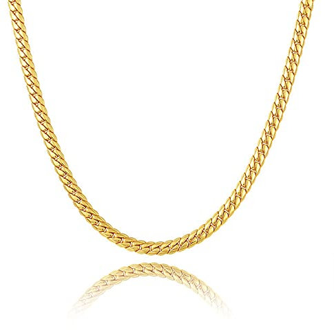 Bishilin Edelstahl Halskette für Herren, 5MM Panzerkette Gold Kette 81CM ohne Anhänger Freundschaftskette