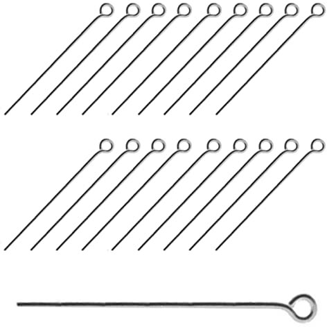 DIY925 50 Stück Kettelstifte 925 Sterling Silber mit Öse 50mm x 0.6mm Nietstifte zum basteln Juweliers- Qualität